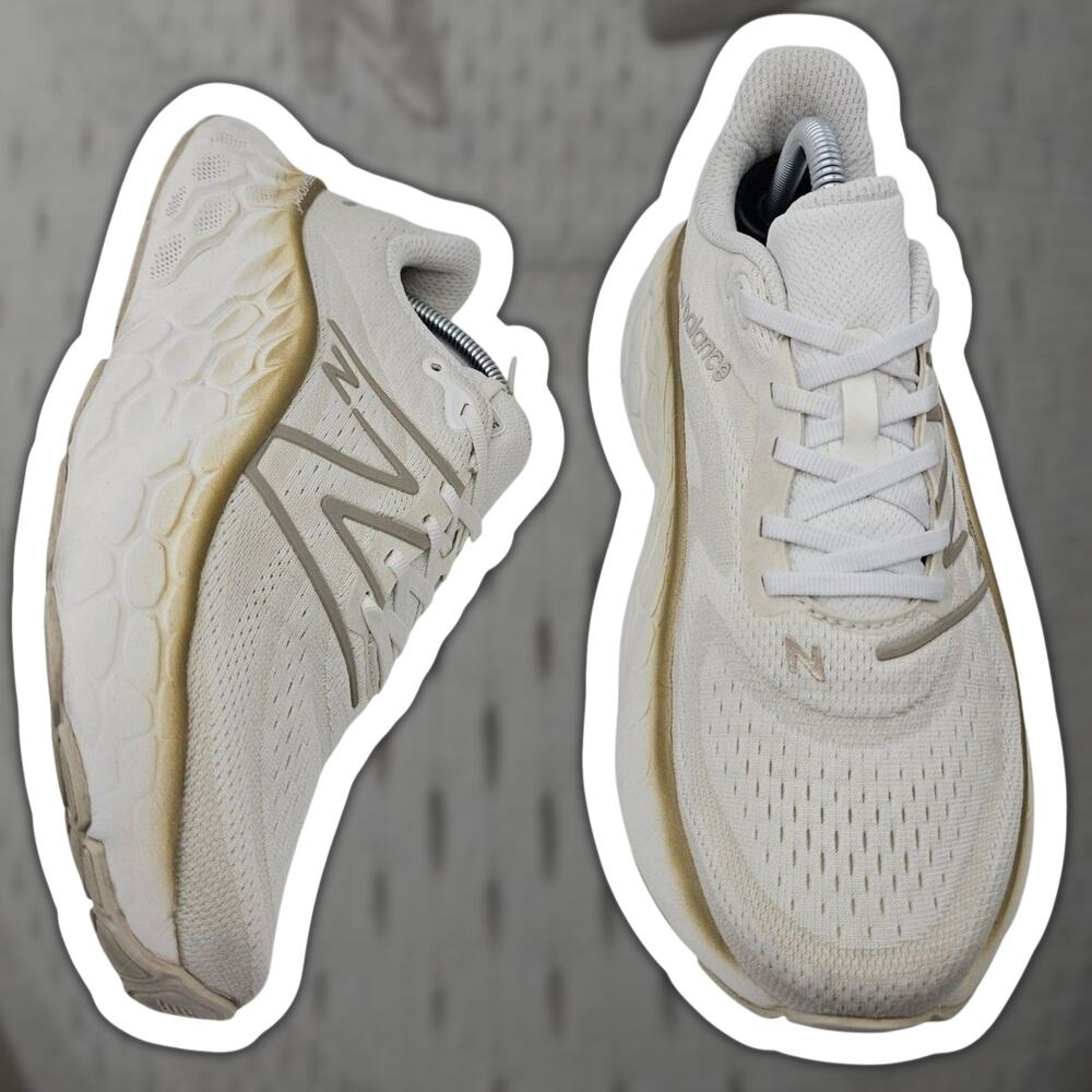 New Balance Fresh Foam X More v4 Womens 10.5 B White Gold Running Shoes Sneakers